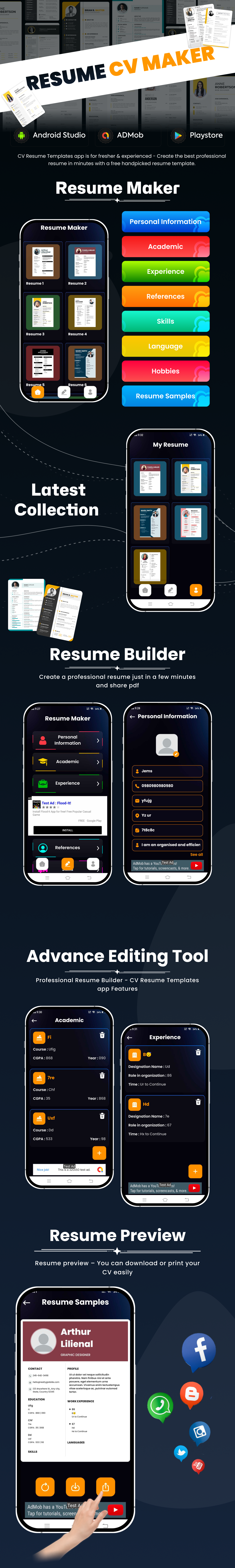 Resume CV Maker - Resume Builder - Professional CV Template Maker - CV Creator